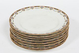 LS & S Limoges Porcelain Luncheon Plates, Set of 8