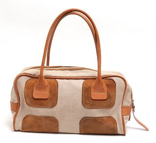 Hogan Linen & Leather Petite Duffel Bag