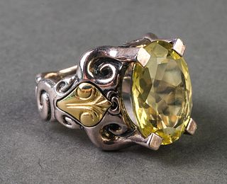 Ann King Silver, 18K & Lemon Lime Quartz Ring