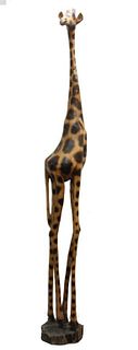 7 ft. Tall Carved Wood Giraffe Sculpture