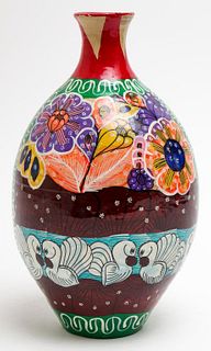 Mexican Painted Ceramic Vase