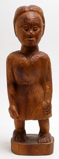 Folk Art Carved Female Figural Wood Sculpture
