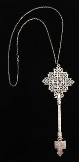Vintage Silver Coptic Cross Pendant Necklace