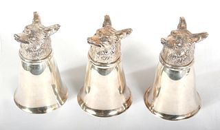 Wolf Head Silver-Plate Stirrup Cups, Group of 3