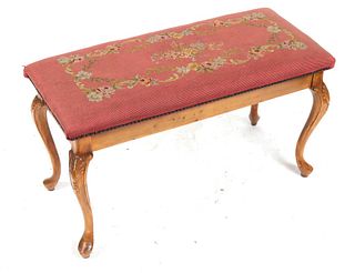 Needlepoint Upholstered Piano Bench