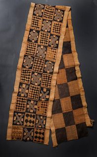 Signed African Kuba Raffia Cloth Textile, Congo