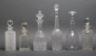 Cut Crystal & Glass Decanters, Group of 6