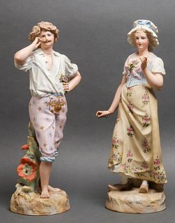 Continental Porcelain Dutch Country Figures, Pair