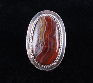 Navajo Crazy Lace Agate Ring by Charlie Chee Bowie