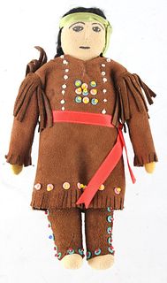 Pre 1940 Sioux Indian Deer Skin Beaded Childs Doll