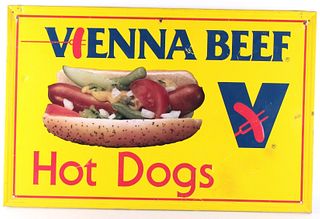 Vienna Beef Hot Dog Single Side Sign c. Mid 1900's
