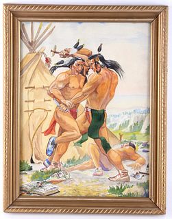 1951 Original Chief White Elk Tenanana Watercolor