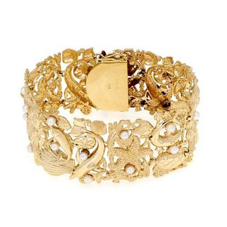 Bellari Stunning Pearls 14k Yellow Gold Bracelet