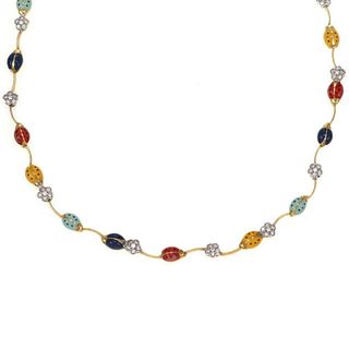 Aaron Basha Diamond Floral 18k Gold Necklace