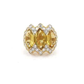 9.40ct Yellow Sapphire & Diamond 18k Gold RIng