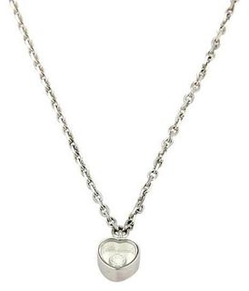 Chopard Diamond 18k White Gold Heart Pendant Chain