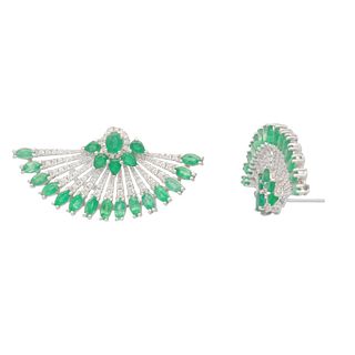6.12ct Emerald & 1.14ct Diamond Earrings