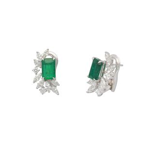 3.83ct Emerald & 1.85ct Diamond Earrings
