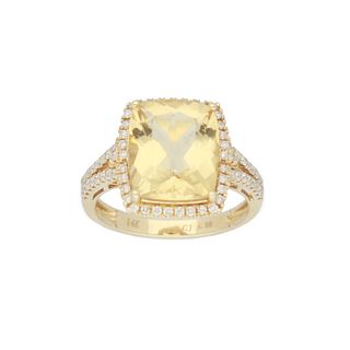 4.88ct Yellow Beryl & Diamond Ring
