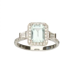1.30ct Aquamarine Ring & 0.38ct Diamond Ring
