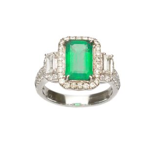 5.74ct Emerald & 1.35ct Diamond Ring