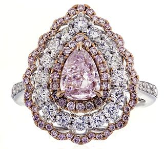 1.01ct Fancy Pink & 1.28ct Diamond Ring