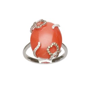 9.12ct Coral Ring & Diamond Ring