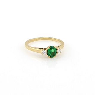 Tiffany & Co. 18K Gold Green Garnet & Diamond Ring