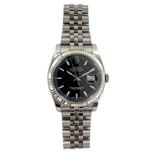 Rolex Datejust 36mm Black Dial Watch Box & Papers