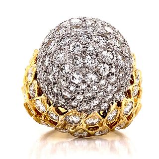 8.00ct 1950's Diamond 18 Karat Gold Dome Ring