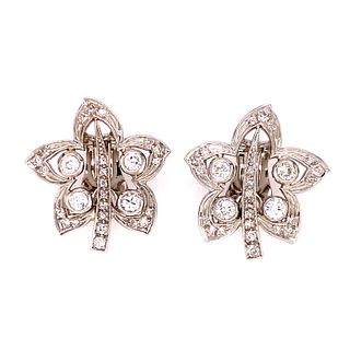 2.50ct Diamond Floral 18 Karat White Gold Earrings