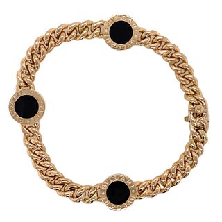 BVLGARI Onyx 18KYG Curb Link Vintage Bracelet