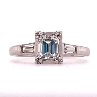 0.77ct Emerald Cut Diamond Engagement Ring