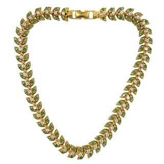 4.00ct Diamond Emerald Leaf Motif Necklace