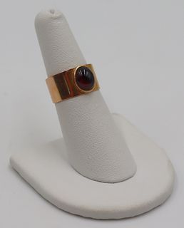 JEWELRY. Signed French 18kt Gold and Garnet Ring.