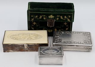SILVER. Assorted Continental Silver Boxes & Sewing
