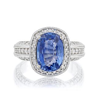 3.01-Carat Ceylon Sapphire and Diamond Ring