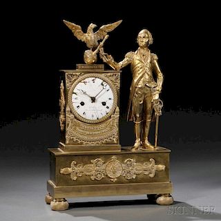 Dubuc Figural Mantel Clock Depicting George Washington
