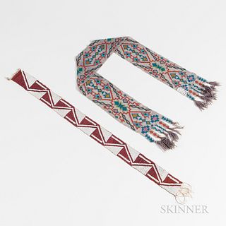 Two Northern Loom-beaded Sashes