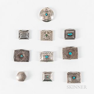 Ten Small Navajo Silver Boxes