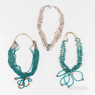 Three Southwest Multi-strand Heishi and Turquoise Necklaces