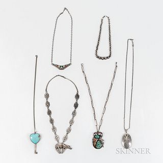 Six Southwest Silver Necklaces