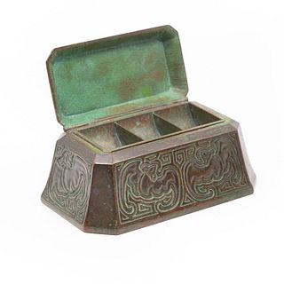 Tiffany Studios Bronze Chinese Pattern Coin Holder