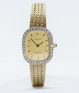 Tissot 14kt gold and diamond Ladies "Saphir" watch Circa 1980's signed