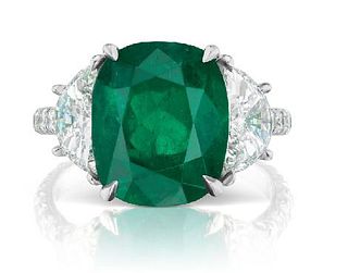 5.27ct Colombian Emerald And 1.92ct Diamond Ring