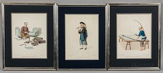 Three Prints:    A Flute-Seller ,  Image of a Tinworker