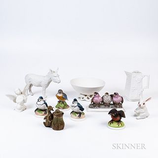 Eleven Boehm Ceramic Animals and Tableware Items