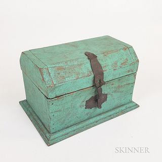 Blue-painted Wood Document Box
