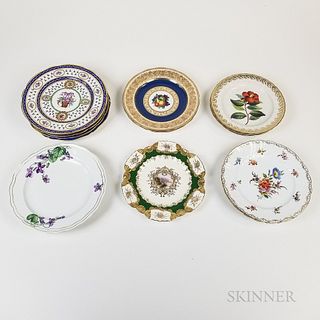 Thirteen English and Continental Porcelain Plates