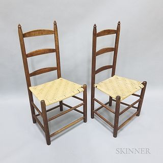 Two Country Maple Ladder-back Side Chairs